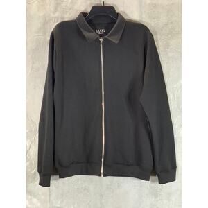 BOOHOOMAN Men's Black Brushed Ottoman Collared Zip Through Overshirt SZ L